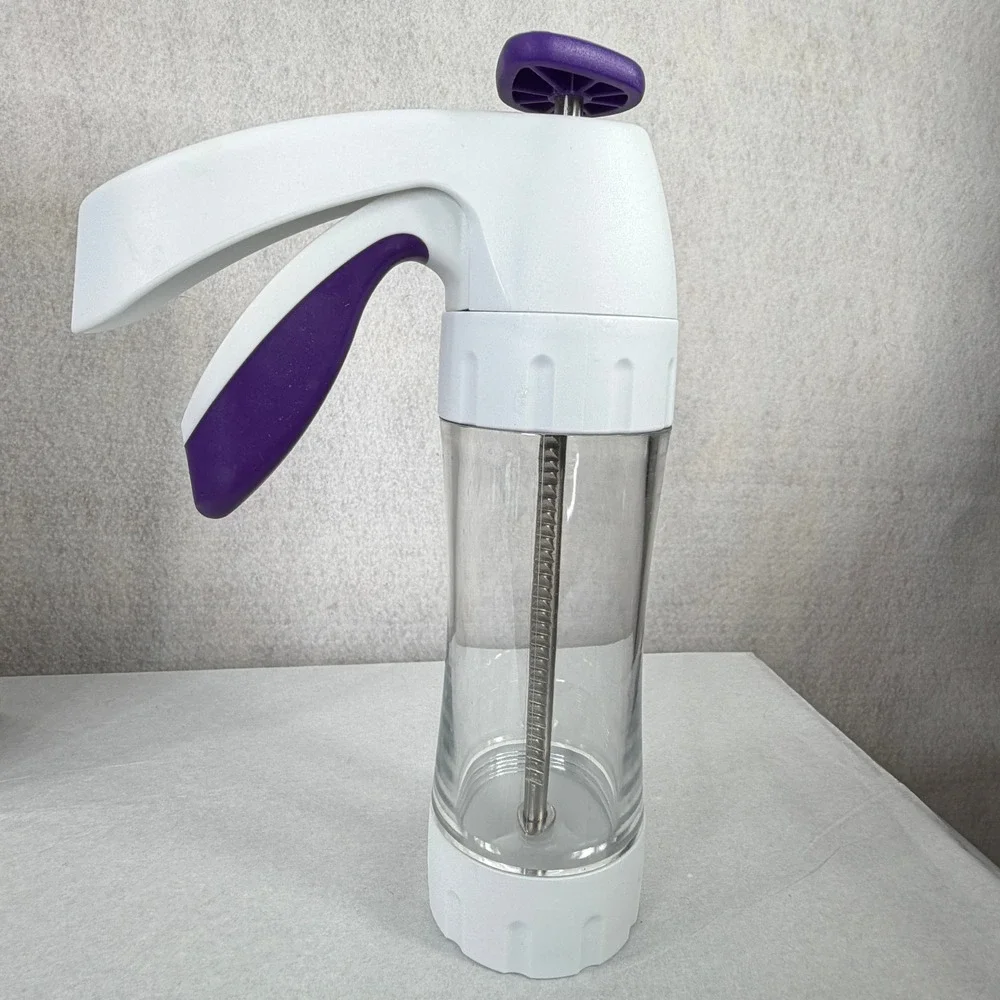 Wilton Simple Success Cookie Press‎ White Purple 12 Discs Trigger Handle